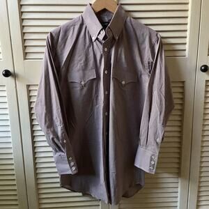 Lyle Lovett Hamilton Checkered White Purple LS Button Up Shirt Western Size M
